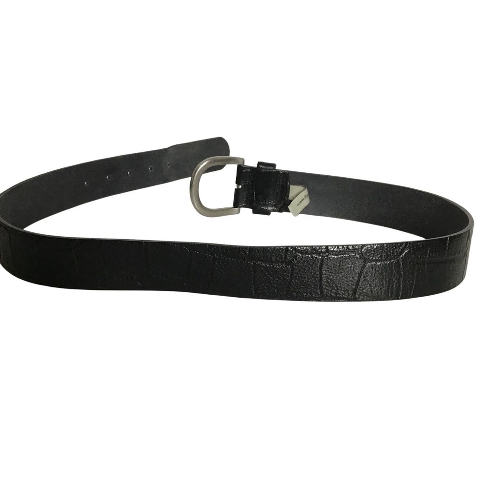 Fossil Womens Solid Black Silver Buckle Adjustable Formal Leather Belt Size S